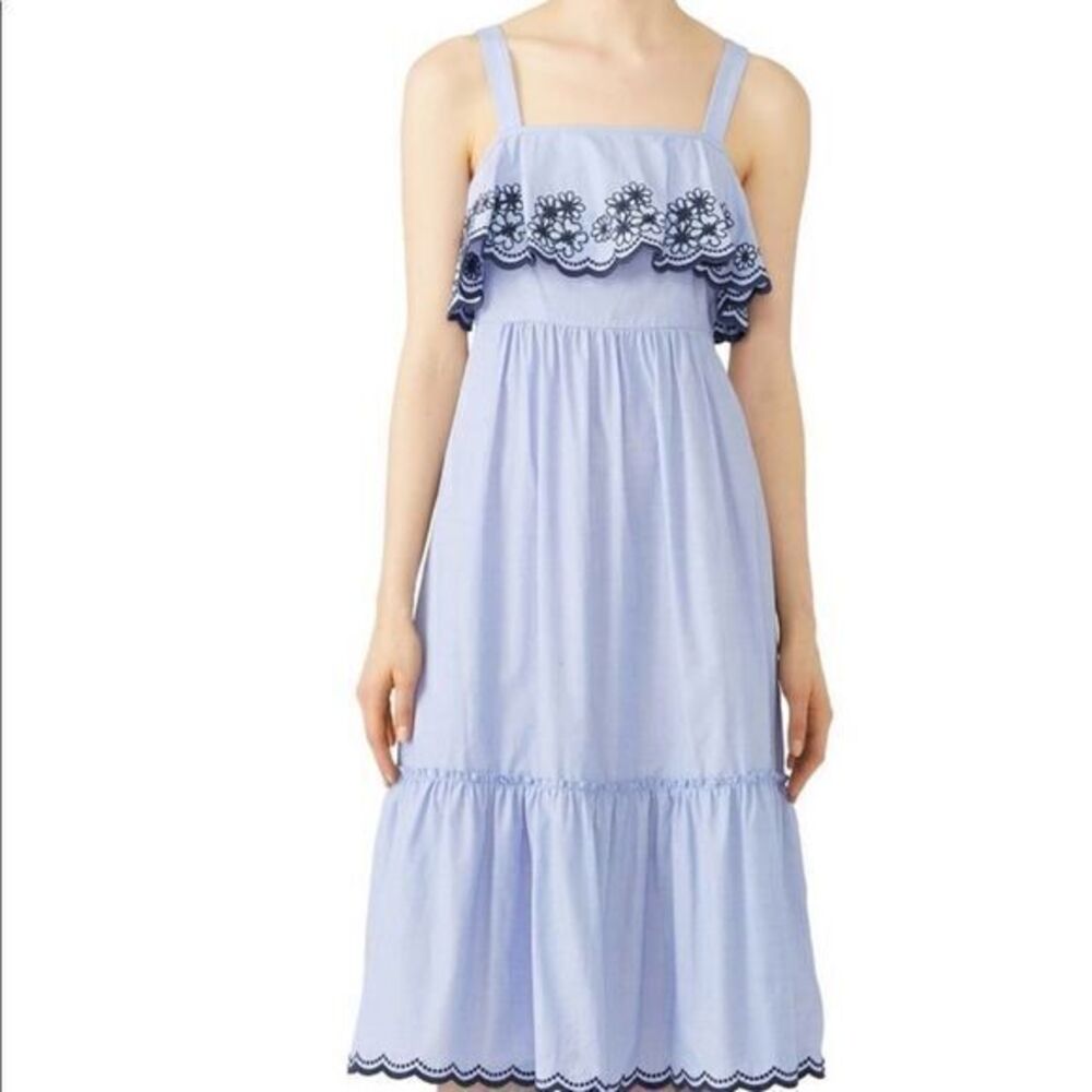 KATE SPADE Daisy Blue Embroidered Midi Dress